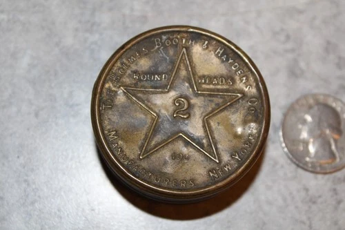 ANTIQUE CIVIL WAR PERCUSSION CAP TIN THE HOLMES - BOOTH & HAYDENS CO (EMPTY TIN)