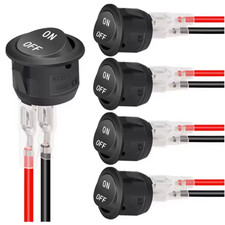 5Pcs 12V round Rocker Switch AC 6A/250V 10A/125V SPST 2 Pin 2 Position On/Off T