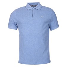 Image of Barbour Tartan Cotton Pique Polo Shirt Sky Marl