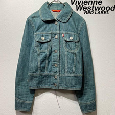 VIVIENNE WESTWOOD Womens Vintage RED LABEL Round Collar Denim Jacket Orb Japan