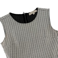 Ann Taylor Loft Black White Herringbone Fit Flare Dress Sleeveless Sz 2 Zip Back
