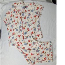 Floral Summer Pajama Set Short Sleeve Sleepwear Loungewear Comfy XL