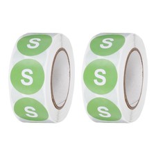 500Pcs 1 Inch S Clothing Size Stickers Round Self Adhesive White-Green 2 Roll