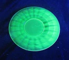 Lot of Five Vintage Anchor Hocking Block Optic 6.5" Uranium Glass Saucers...