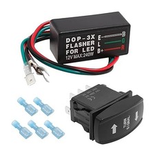 Universal Turn Signal Rocker Switch Kit with Flasher LED On/Off/On, for ATV Moto