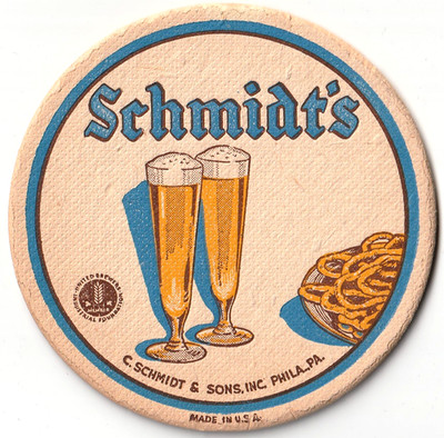 C Schmidt & Sons Brewing Co  4 1/4''  Beer Coaster Philadelphia PA