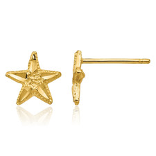 14K Solid Yellow Gold Starfish Stud Earrings