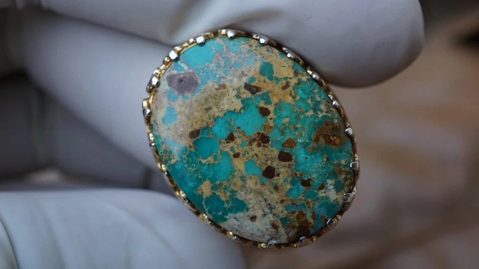 Natürlicher persischer Türkis Ring Sterlingsilber Feroza US 9