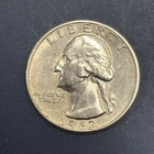 Washington Silver Quarter US 25C - 90% Silver 1962 D