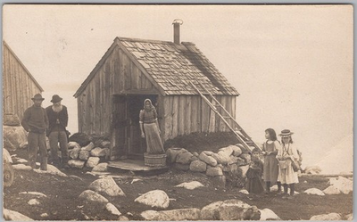 #ad Mill Cove NS Woman Men Children Simple House Canada 1908 RPPC Postcard H81 C $29.95