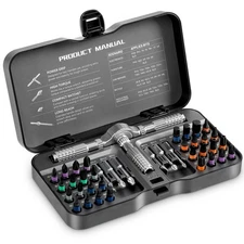 Sopclane 40 In 1 Ratcheting Screwdriver Set,Multi S2 Steel Bits with Detachab...