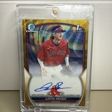 2023 Bowman Draft JUSTIN RIEMER 1st Gold Wave Auto /50 Boston Red Sox