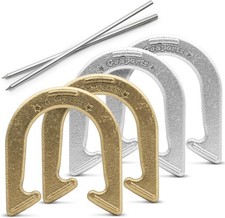Steel Horseshoes Outdoor Game Set Official Size and Weight Gold  Silver