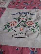 Beautiful Soft Antique Cotton Baby Blanket Quilt Embroidered Patchwork 31.5 x 40
