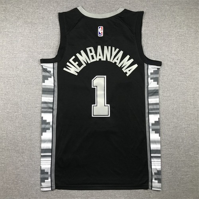 #ad S.A. #1 Victor Wembanyama Stitched Black Swingman Statement Edition Jersey $76.99