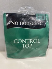 No Nonsense Control Top Nylon Pantyhose Size B Off Black Sheer Toe New Sealed