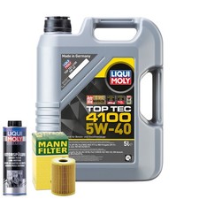 Motoröl 5W40 LIQUI MOLY Top Tec 4100 5L +MANN Ölfilter +Spülung