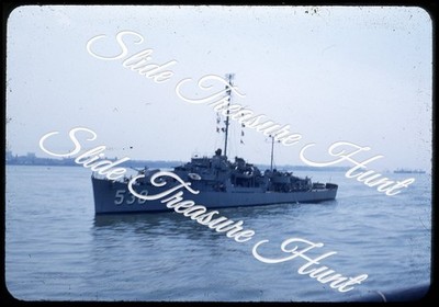 USS George A. Johnson Ship Destroyer 35mm Slide 1950s Red Border Kodachrome