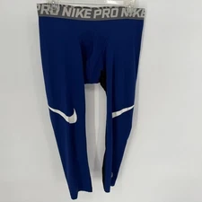 Nike Pro 3/4 Training Men's Large Compression Leggings Blue White