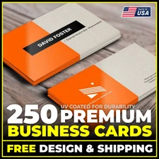 250 PREMIUM BUSINESS CARDS-Full Color | UV Coated for Durability | FREE SHIPPING