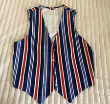 Men’s Vintage Mustang Striped Vest Made In USA Pictures Has Measurments