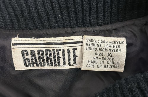 Gabrielle Vintage Lamb Leather Bomber Jacket Coat Woven XL 80s 90s. - Picture 3 of 11
