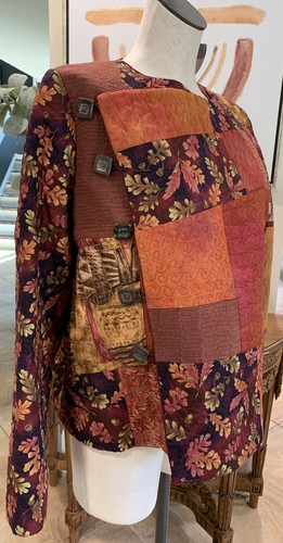 Herbst Handarbeit Damen M gesteppt Patchwork Landhaus Kern tragbar Kunst Jacke - Bild 2 von 7