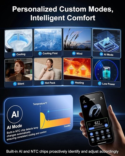 Rechargeable Neck Fan AICE LITE: Immersive Cooling & Heating for All-Day Comfort - Picture 8 of 10
