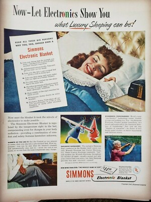 Vintage 1947 Simmons Electric Blanket Print Ads Ephemera Wall Art Decor
