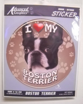 AGI Pet Series I Love   My Boston Terrier Car Decal Indoor Outdoor