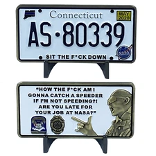 DL6-01 CONNECTICUT STATE POLICE TROOPER SPINA CSP License Plate Challenge Coin T