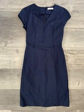 Mango Navy Pencil Sheath Dress Small US 4 Business Office Chic Stretch