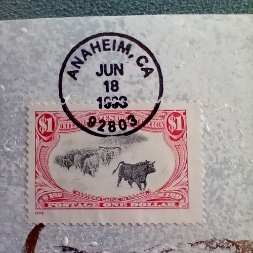 $1 Trans-Mississippi 1998 FDC Stamps Art Kober Hand-Painted Cattle & Wolves 6/9 - Picture 10 of 14