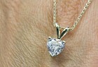 2 Carat Solitaire Pendant Necklace With Chain Heart Shape Solid 14K Yellow Gold
