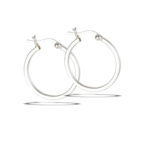 Boxed Hoop Thick High Polish Classic .925 Sterling Silver Simple Earrings - Bild 1 von 2
