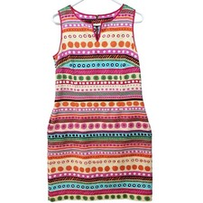 Talbots Dress Womens 10 Multicolor Midi Aztec Textured Sleeveless Bright Western