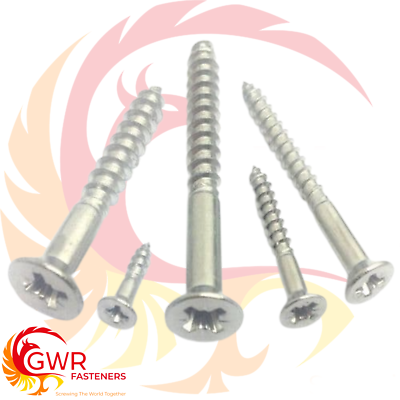 Stainless Steel Pozi Countersunk Woodscrews - No.4,6,8,10,12 A2 Grade Self Tapping