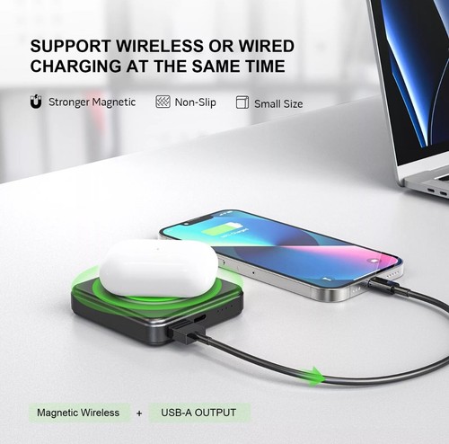 Esoulk 5000mAh 5W Magnetic Wireless Power Bank | Black - Picture 6 of 7