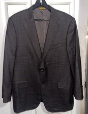 Hickey Freeman Brown Plaid Traveler Beacon Wool Blazer Jacket Loro Piana 44R
