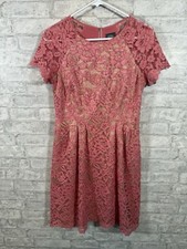 Vince Camuto Pink Lace Short Sleeve Fit & Flare Pocket Dress Women's Size 4