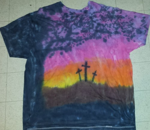 KIDS Handmade Tie Dye shirt CHRISTIAN - ANGEL or CROSS / 3 CROSSES - Picture 33 of 33