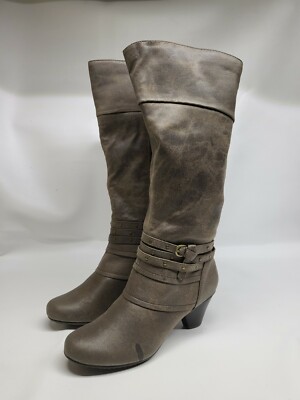 Baretraps Rigley Boots/Shoes Taupe Mid Calf Side Zip Distressed