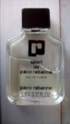 SPORT DE PACO RABANNE EAU DE TOILETTE MINI 5 ML FULL SPLASH BOTTLE