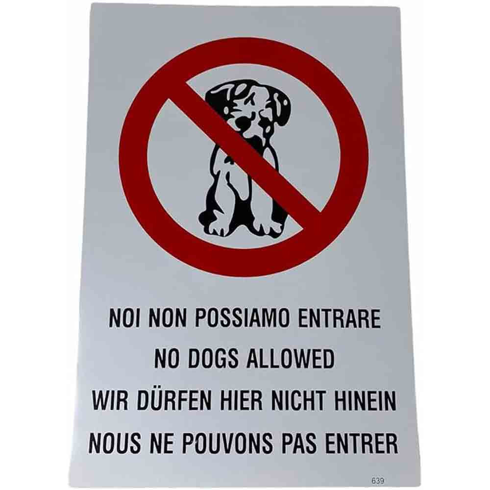 Cartello divieto Accesso cane plastificato con biadesivo targa segnaletica 30x20