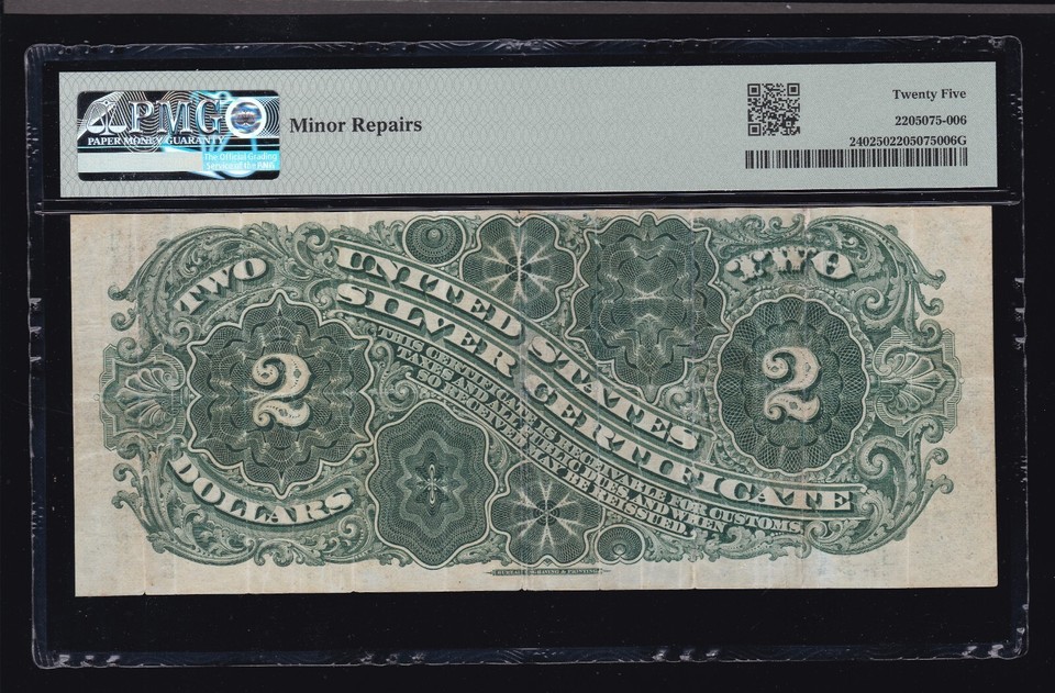 US 1886 $2 Hancock Silver Certificate Note FR 240 PMG 25 VF (292) | eBay