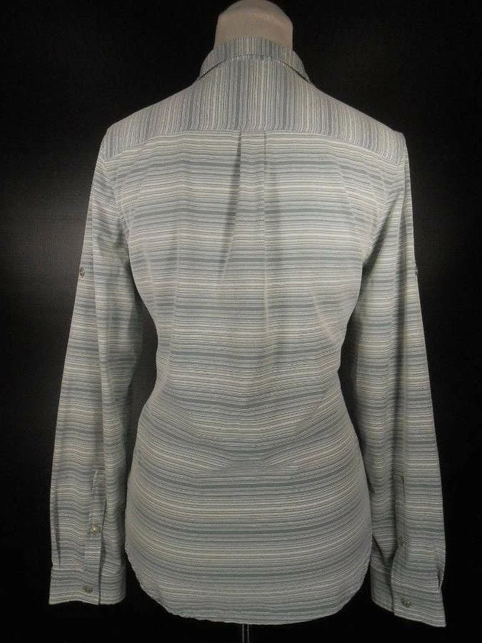 Hermosa Blusa Para Mujer Mediana Woolrich Mezcla Azul Gris Rayas Manga Larga Foto 4 de 4