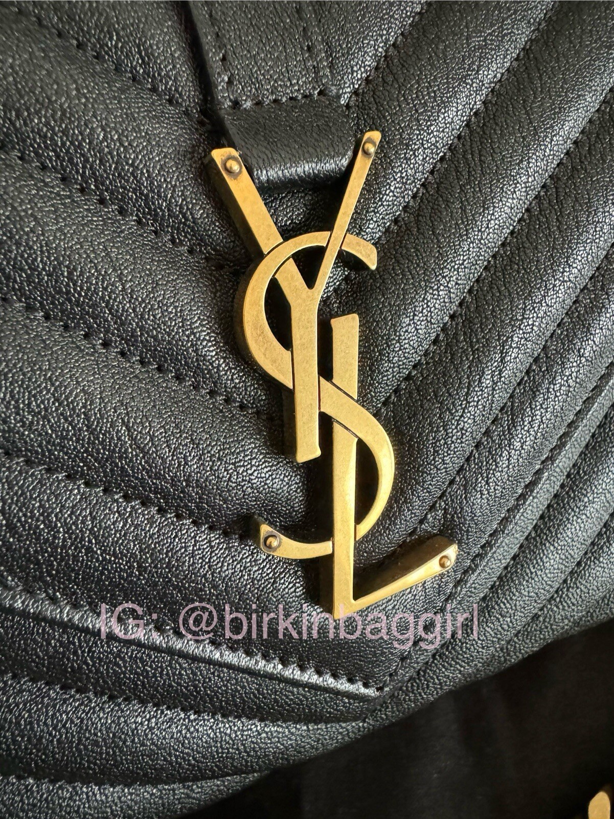 Nuovo! Borsa Saint Laurent media college pelle nera bronzo oro ferramenta