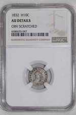 1832 CAPPED BUST HALF DIME NGC AU DETAILS
