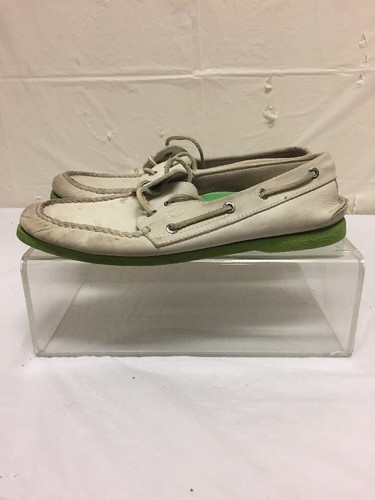 White Leather Boat Deck Shoes Size 