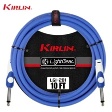 Kirlin 10 ft Guitar Instrument Patch Cable Cord Free Cable Tie 1/4" BLUE LGI-201